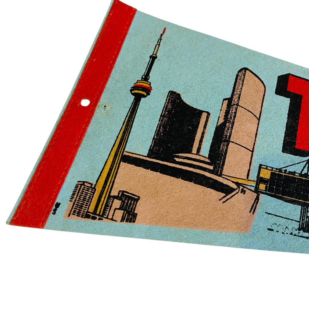 Vintage 18 Inch Toronto Ontario Canada Pennant Souvenir Felt Flag