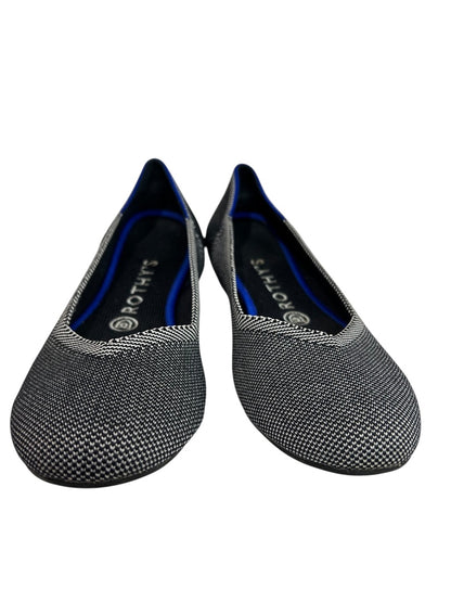 Size 8 Rothys Womens Birdseye Classic Ballet Flats Black White Shoes