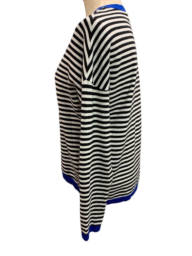 Small Zesica Womens Soft Pullover Sweater Black White Blue