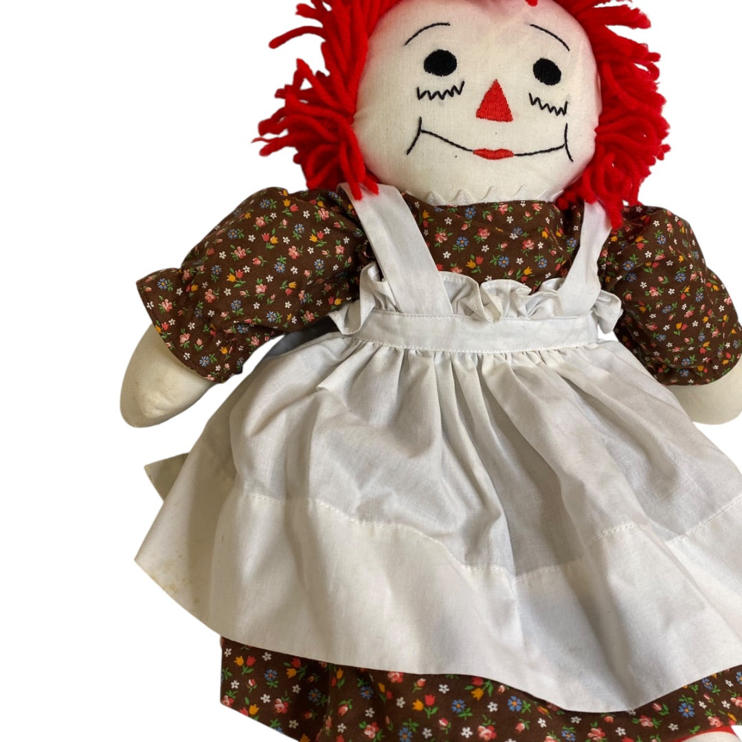 Vintage Raggedy Ann Rag Doll Handmade  18" Embroidered Face