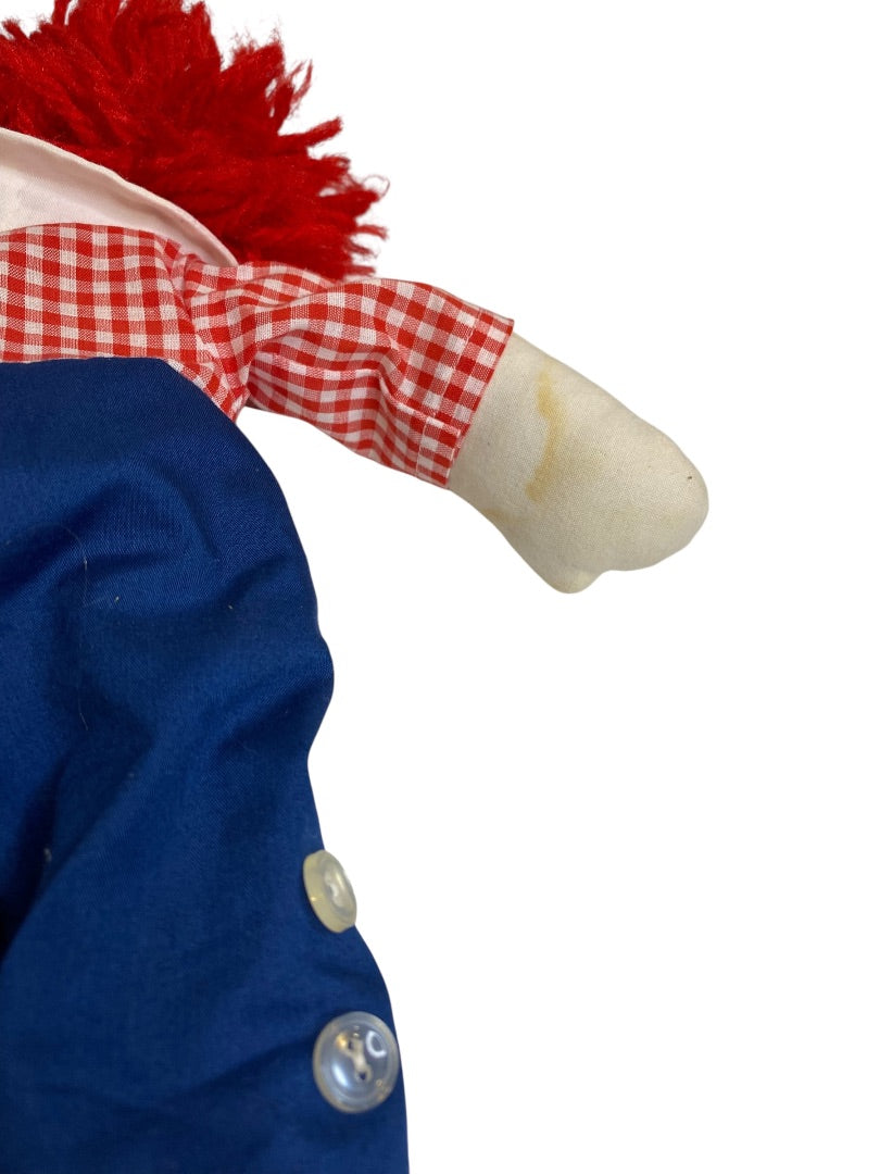 Vintage Raggedy Andy Rag Doll 16" Embroidered Face Handmade