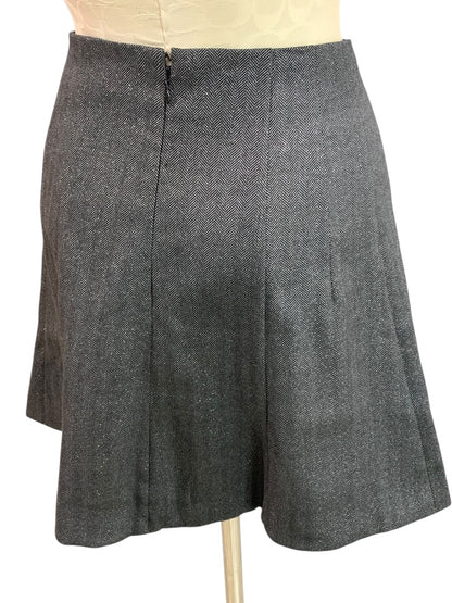 Size 2P Loft Petites Black Silver Herringbone A-Line Skirt