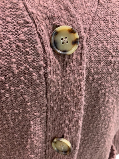 XS Loft Womens Dark Mauve V-Neck Cardigan Tunic Sweater Knit with Pockets