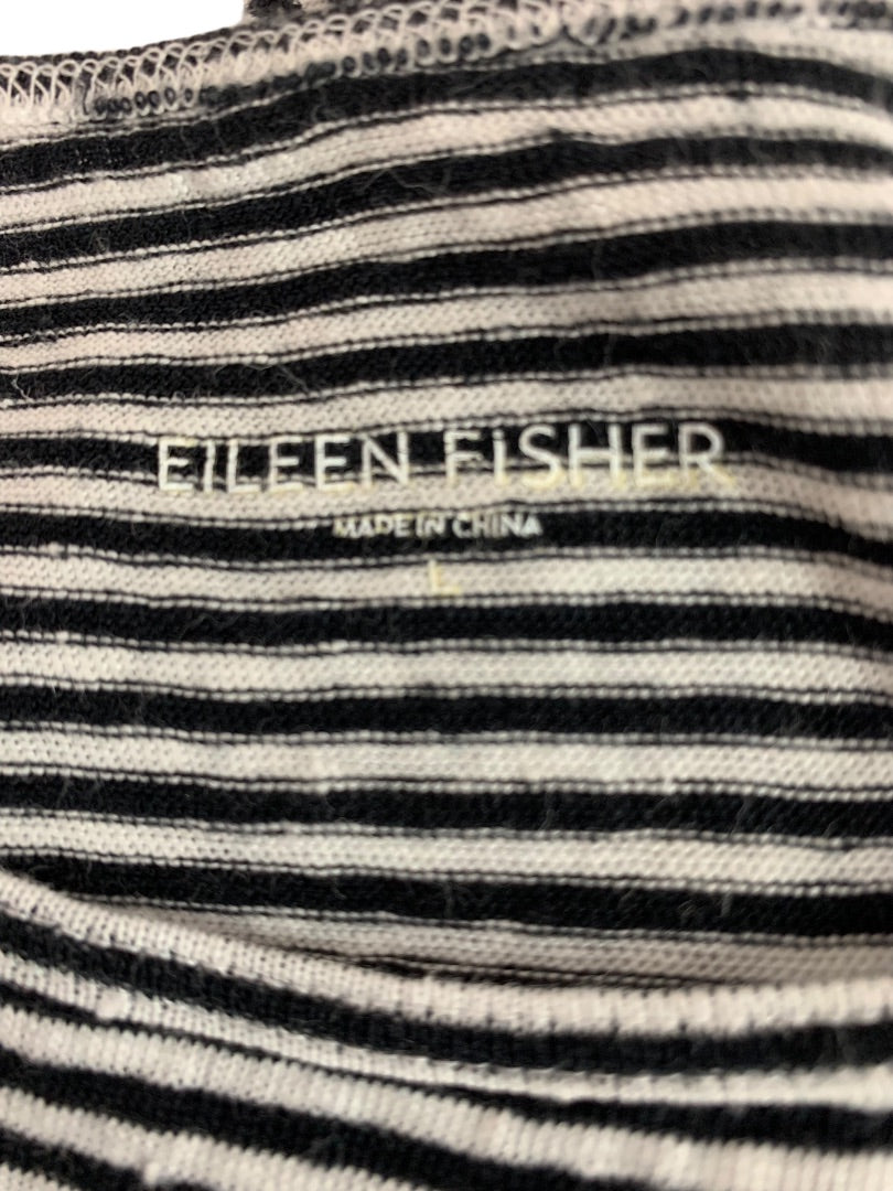 Large Eileen Fisher Womens Scoop Neck Tank Top Black White Stripe