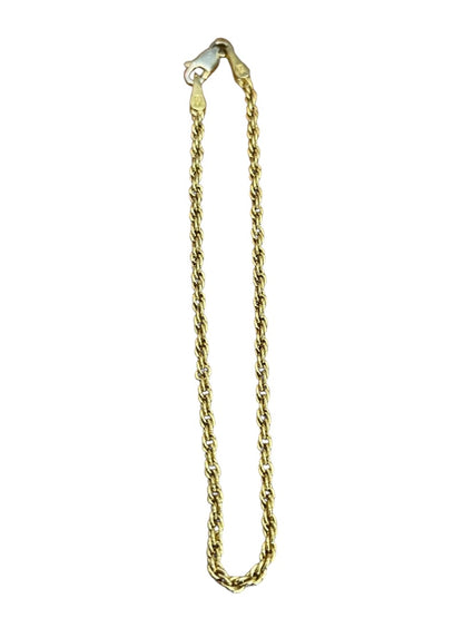 7" Gold Plated Rope Chain Bracelet Stamped 925