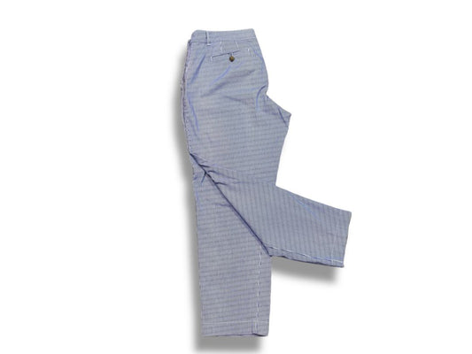 Size 14P Talbots Petite Womens Pinstripe Summer Chino Pants Blue White