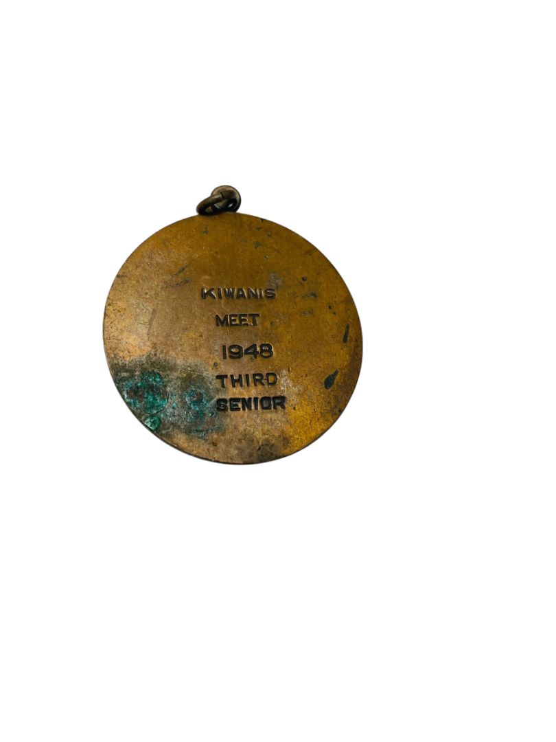 1948 Kiwanis Meet Third Senior Medallion Charm Medal 1.5" Diameter
