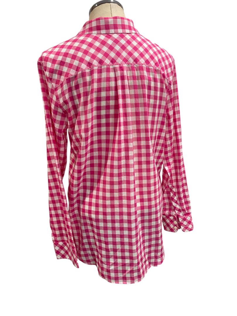 Size 12 Vineyard Vines Womens Relaxed Fit Gingham Button Up Pink White