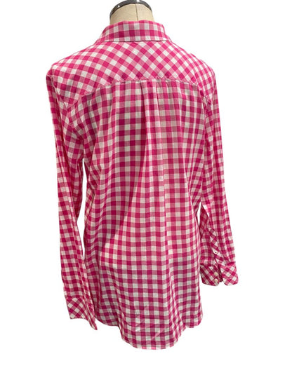 Size 12 Vineyard Vines Womens Relaxed Fit Gingham Button Up Pink White