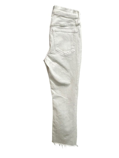 Size 25 J.Crew Mid-Rise Flare Crop Womens White Jeans Raw Hem