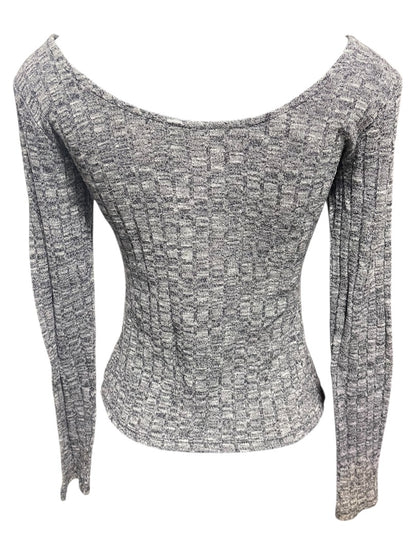 Medium Ultra Flirt Ribbed Fitted Womens Top Marled Purple Scoop Neck