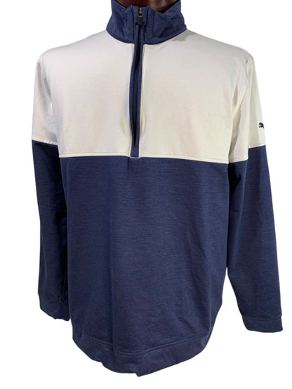 Medium Puma Golf Mens 1/4 Zip Pullover Cloudspun Jacket Navy Blue White