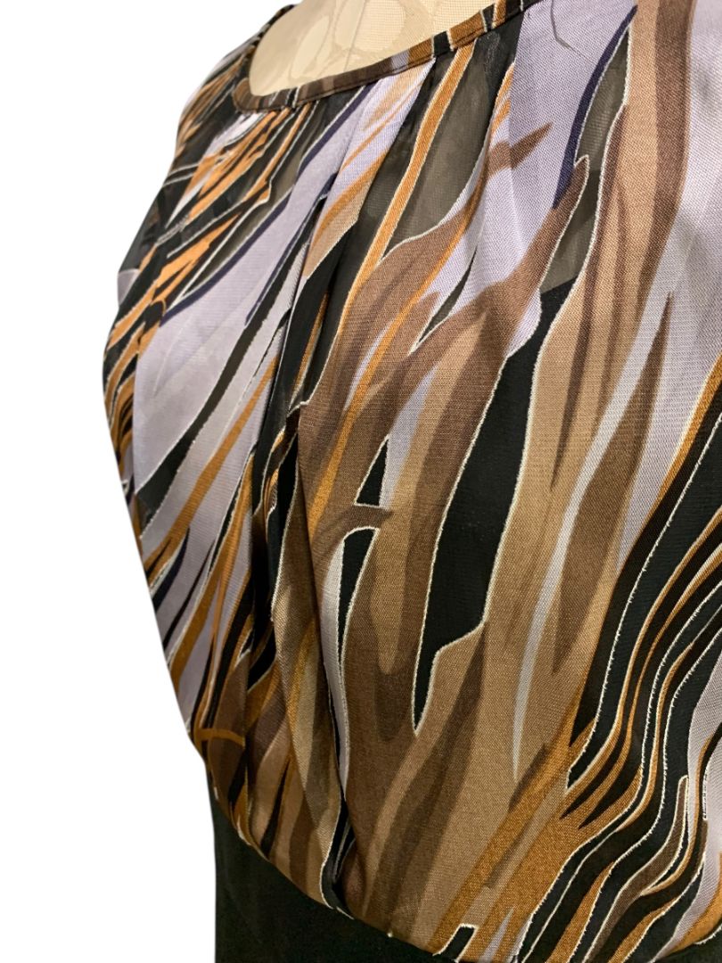 Size 14 AGB Dress New Black Skirt Metallic Color Sheer Bodice Lined