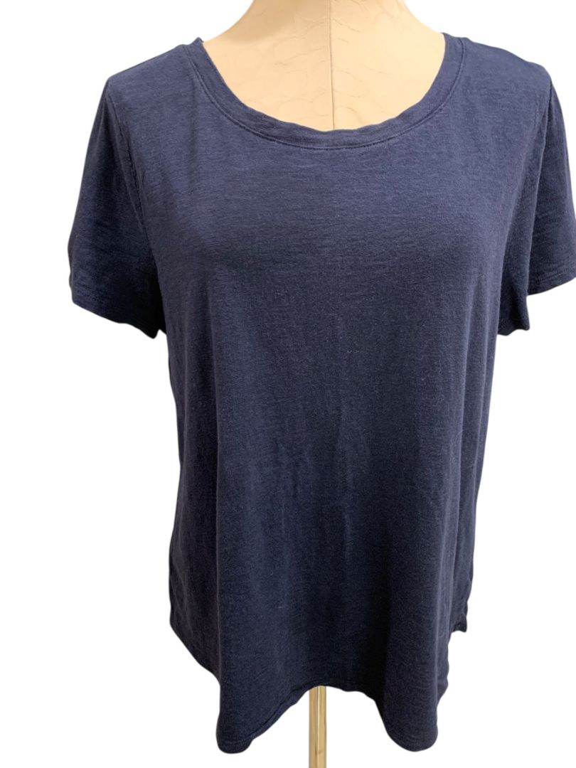 XL Talbots Womens Navy Blue Tshirt Short Sleeve Cotton Modal Blend
