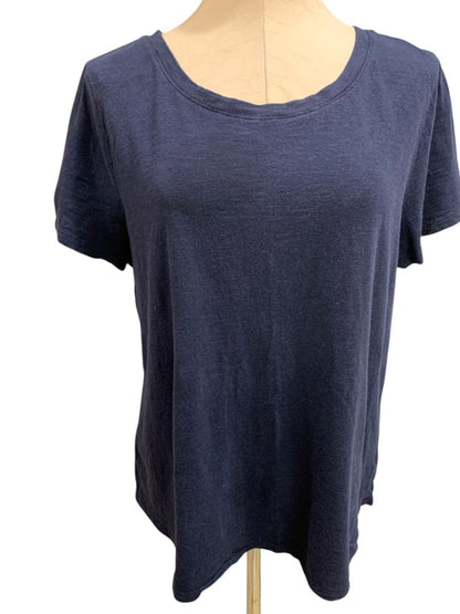 XL Talbots Womens Navy Blue Tshirt Short Sleeve Cotton Modal Blend