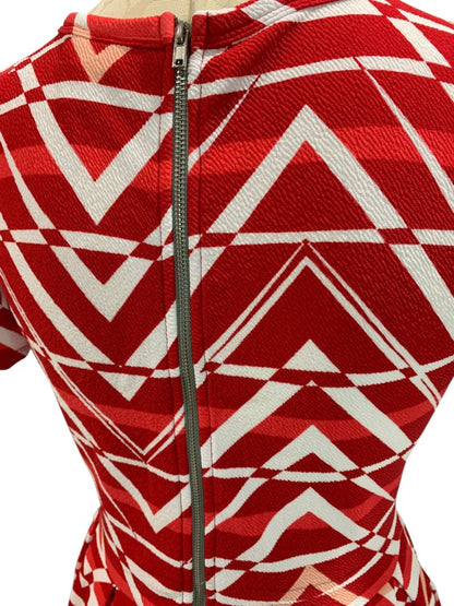 Medium LulaRoe Amelia Dress Pockets Red White