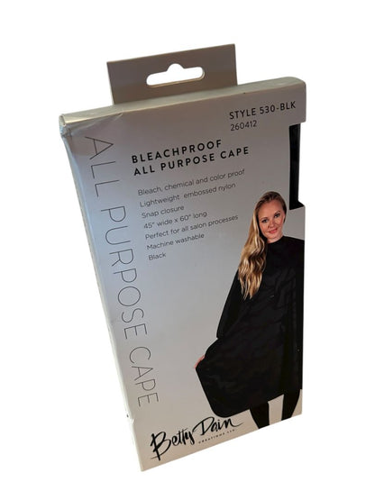 Betty Dain Hair Salon Cape Bleachproof All Purpose Styling Cape Black