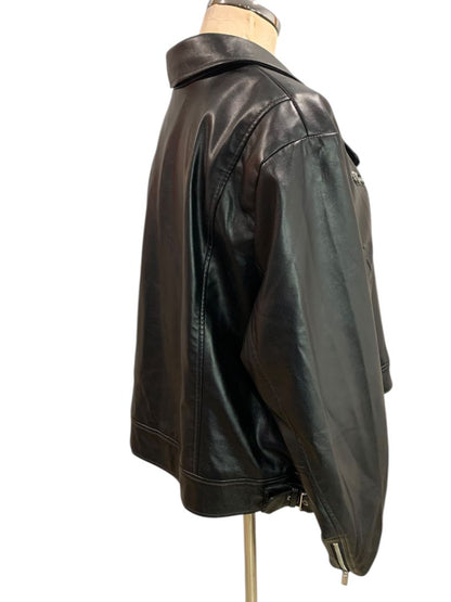 Size 2X Nine West Vegan Leather Womens Moto Style Jacket Black