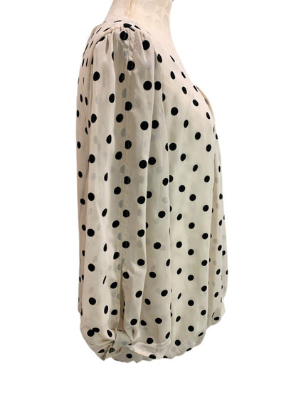 Large Sara Michelle Womens Sheer Sleeve Blouse Shirt Beige Banded