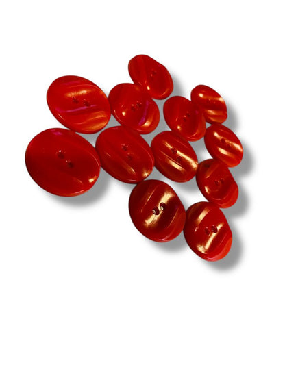 Set of 12 Midcentury Red Plastic Buttons  Craft Sew 1" Diameter