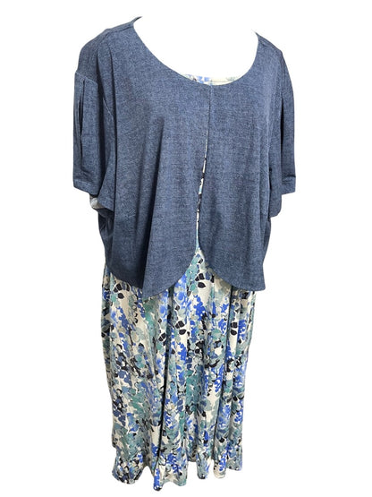 Size 24W Perceptions Woman 2 Piece Dress with Faux Denim Jacket