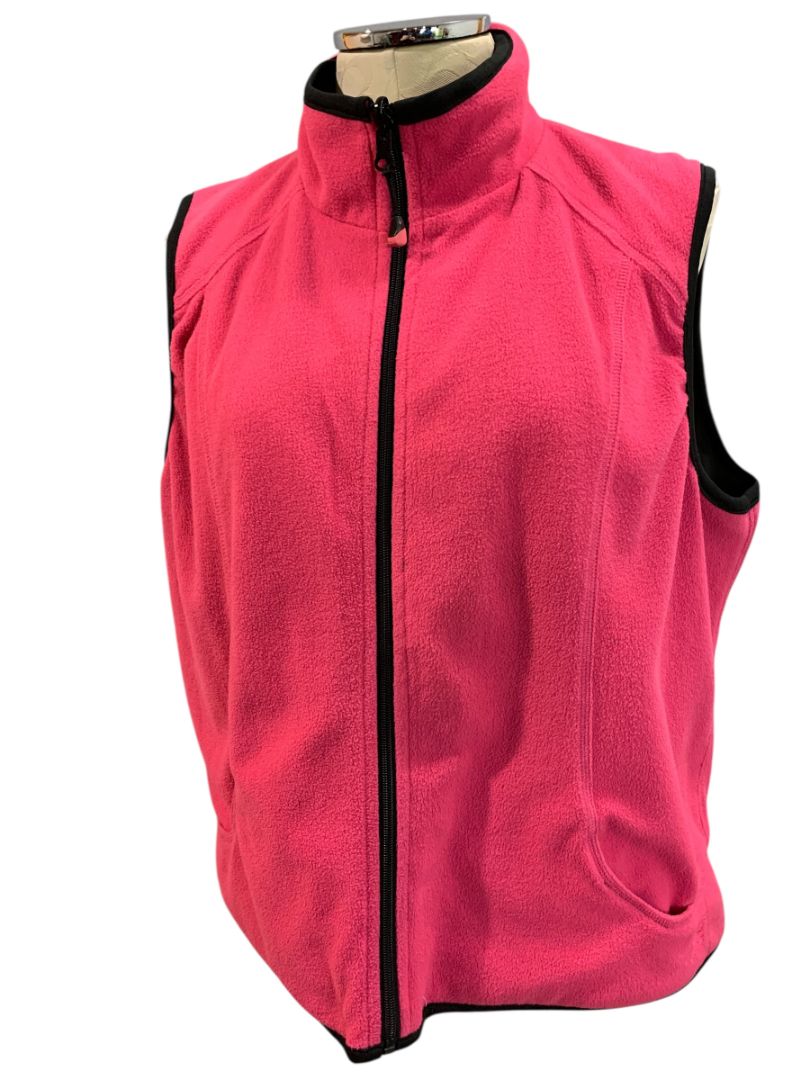 Size XL Oleg Cassini Sport Womens Reversible Fleece Pink Vest Full Zip