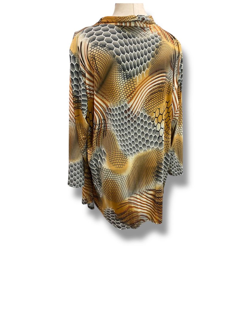 Size 3X LBisse Womens Shirt Pullover Faux Cardigan Abstract Reptile Print