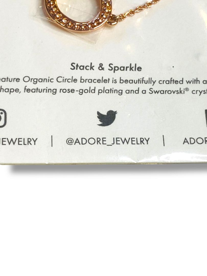 Adore Swarovski Stack and Sparkle Bracelet Rose Goldtone Organic Circle New