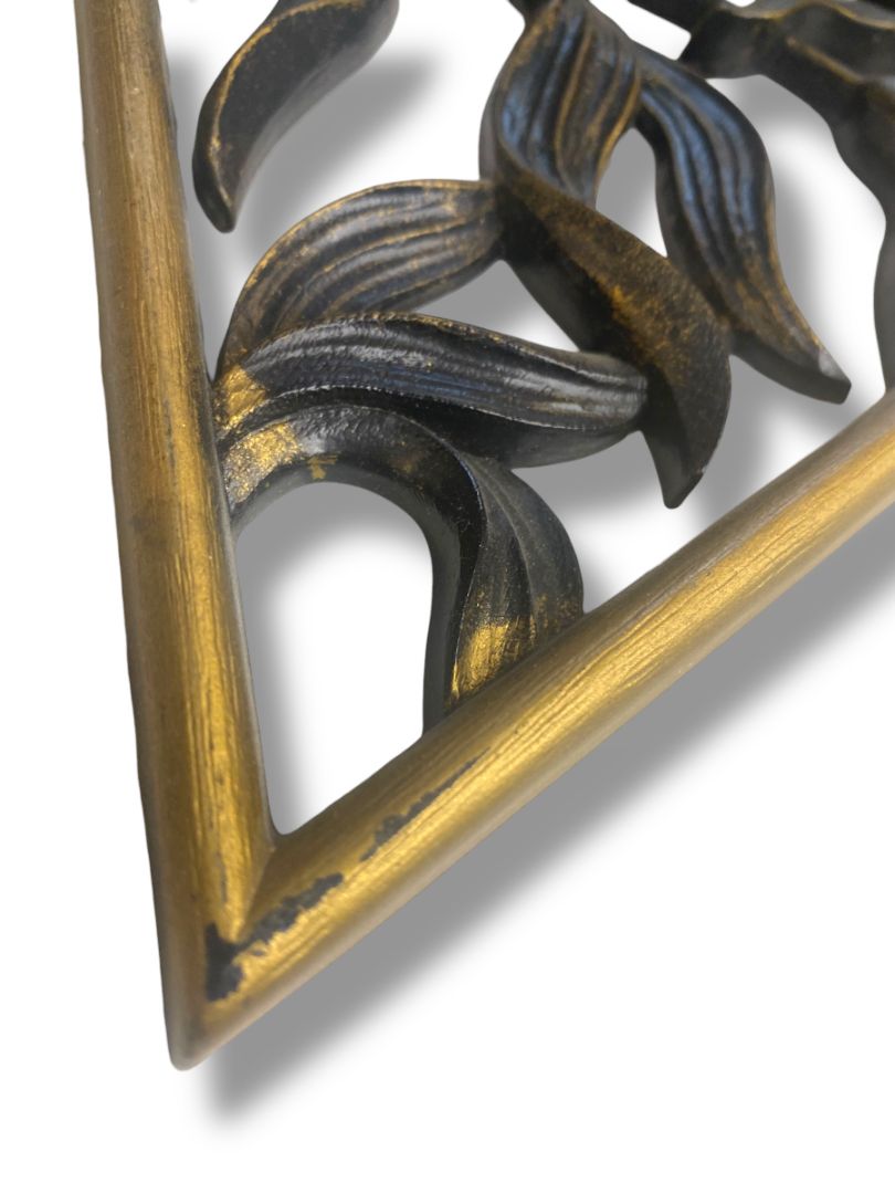 1970s Burwood Homco Wall Plaque  Birds Flower Diamond 16.75"h x 10.25"