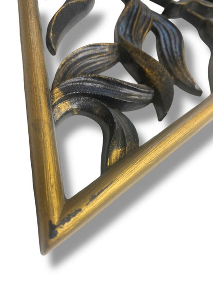 1970s Burwood Homco Wall Plaque  Birds Flower Diamond 16.75"h x 10.25"