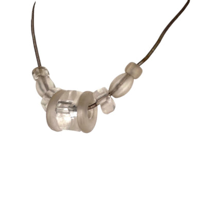 Robert Rose Silvertone Frosted Acrylic Bead Necklace 15.5"