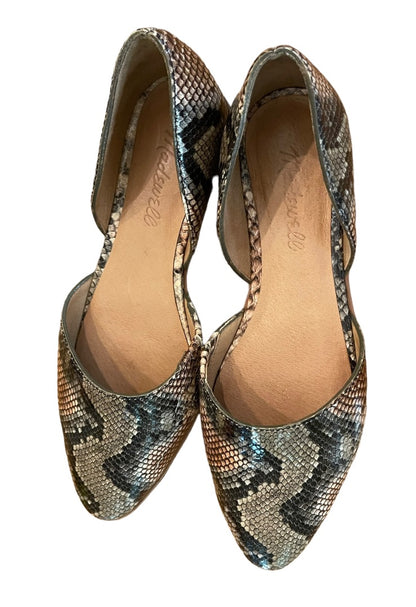 Size 6.5 Madewell The Marisa D'Orsay Flat Snake Embossed Leather Womens Shoes