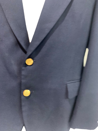 42S Haggar Clothng Co Mens Suit Coat Navy Blue Brass Color 2 Button Sportcoat