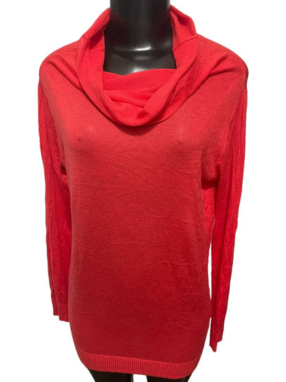 Medium Apostrophe Womens Light Red Long Sleeve Tunic Cowl Neck Sweater Lightweight