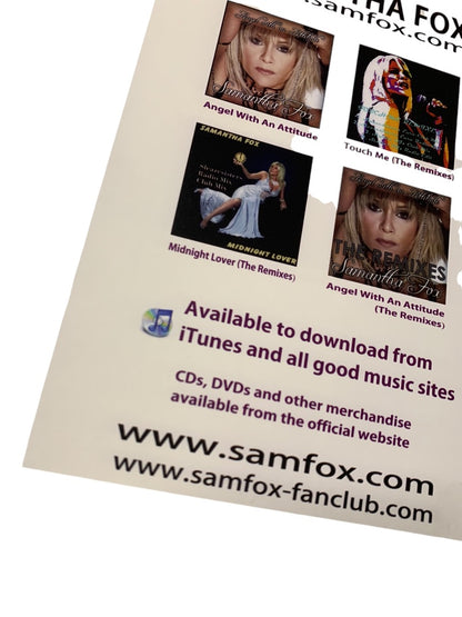 Samantha Fox Promotional Cardstock Flyer Personalized Autograph 6 x 8.5 Signed Black Corset