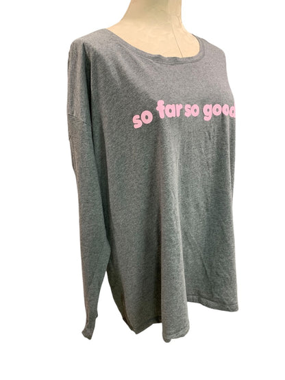 2X Jenni Intimates Womens Gray Jersey Knit 3/4 Sleeve Sleep Shirt "So Far So Good"