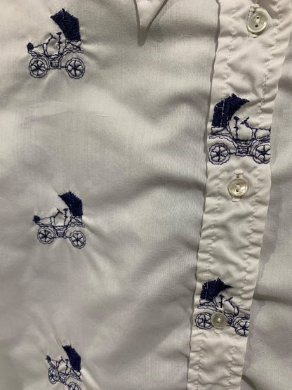 Size 10 Breckenridge Womens Vintage Button Up Blouse White Embroidered