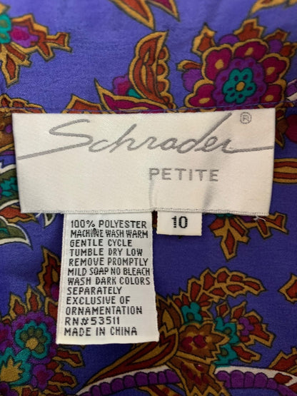 Size 10P Schrader Petite 1980s Vintage Satin Shift Dress Pullover Henley Style