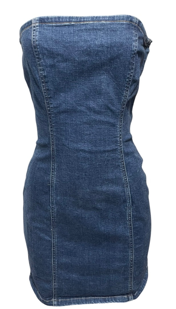 Medium Tommy Jeans Strapless Stretch Denim Dress Jean Fitted