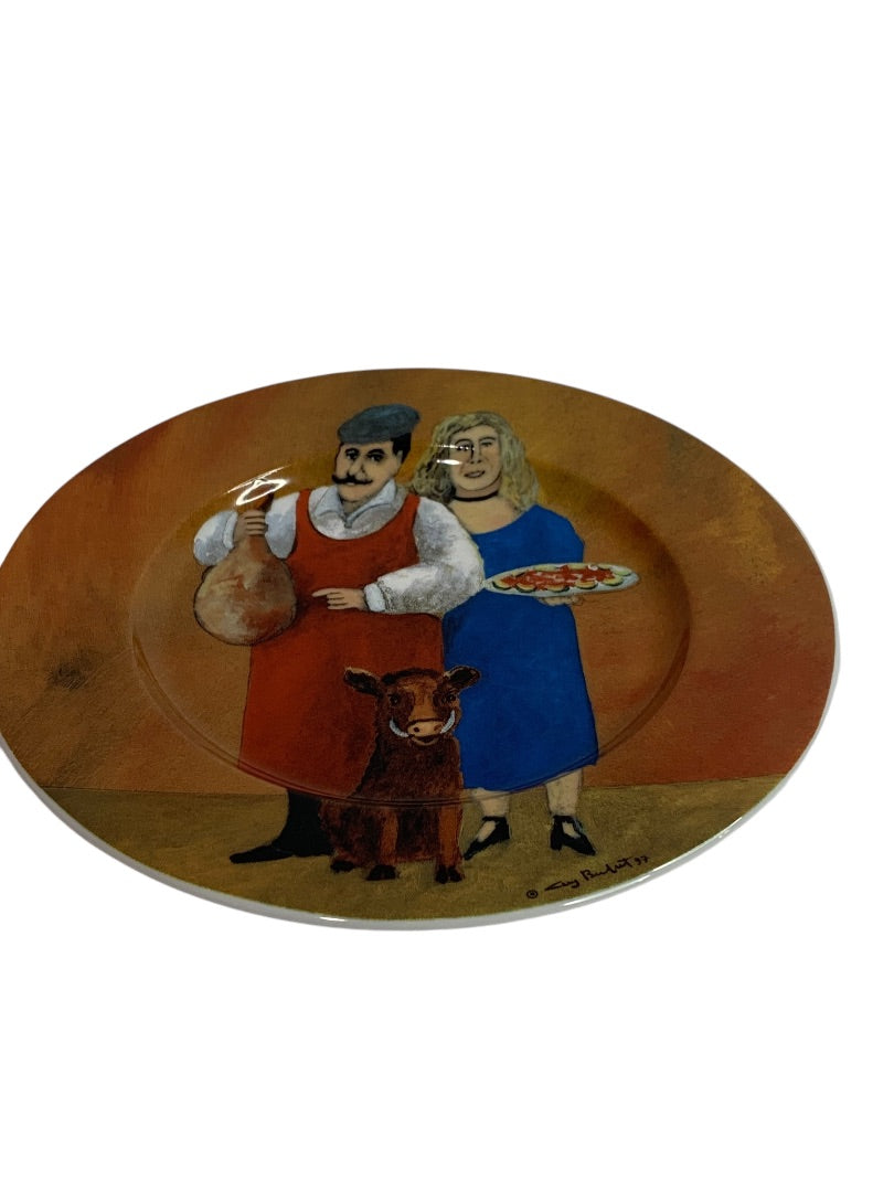 Guy Buffet Tuscan Storefronts Salad Plate Butcher Wife 8 Inch