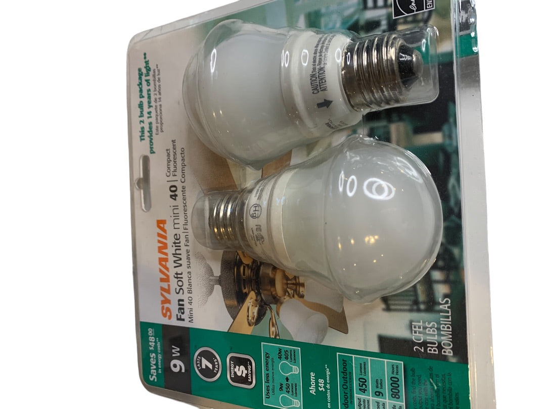 Lot of 4 Sylvania Compact Fluorescent Light Bulb Fan Soft White Mini 9W New