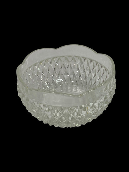 Vintage Indiana Glass Clear Diamond Point Candy Dish Three Toe