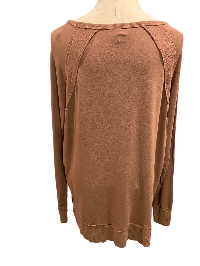 XL Joy Lab Womens Casual Shirt Top Pullover Brown Soft Jersey Knit