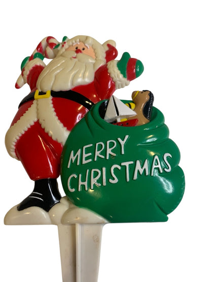 JSNY Santa Plastic Christmas Yard Lawn Stakes Decor 1990s