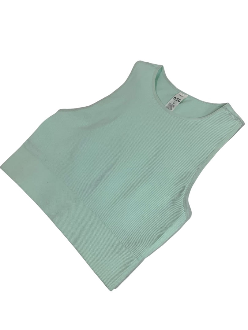Small DSG Womens Mint Green Activewear Fitted Crop Tank Ribbed