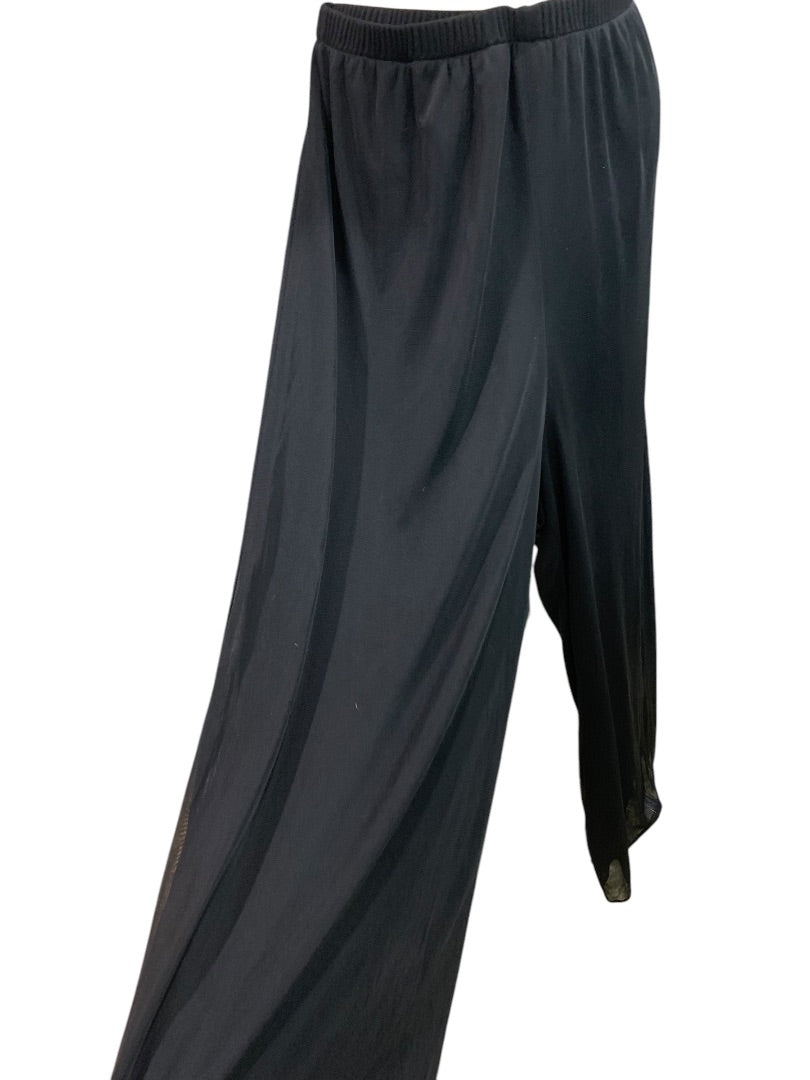 18/20 Dressbarn Woman Black Wide Leg Pull On Pants Sheer Overlay