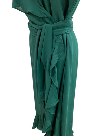 2XL Shein Curve Womens Emerald Green Chiffon Maxi Wrap Dress