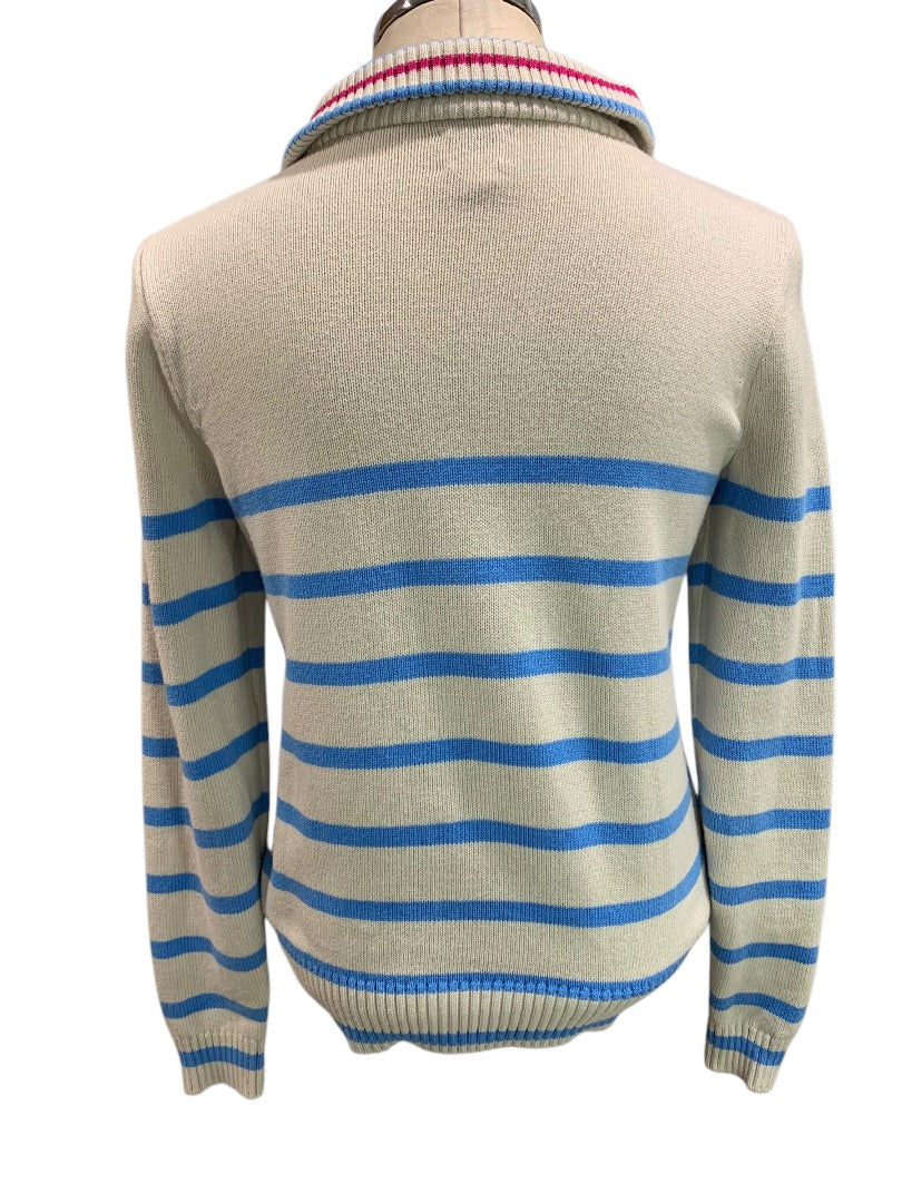 XS J.Crew Womens Striped Half Zip Pullover Sweater Retro BL765