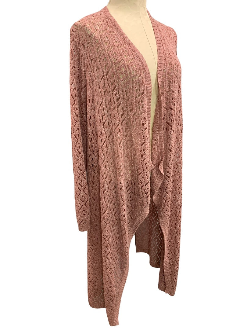 3X Torrid Womens Pink Pointelle Drape Cardigan Sweater