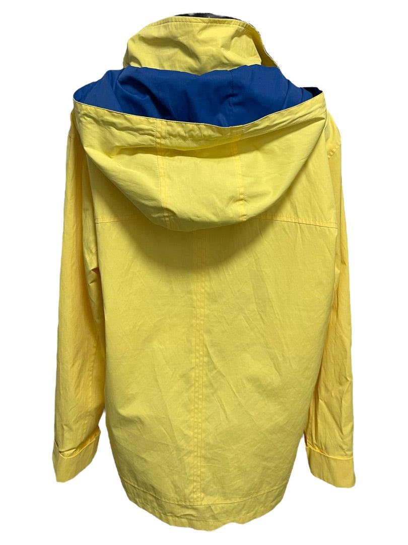 XL Neyelle Lined Womens Hooded Snap Closure Raincoat Pockets Yellow